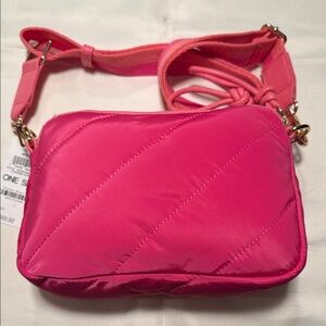 Vibrant Pink Quilted Crossbody Bag